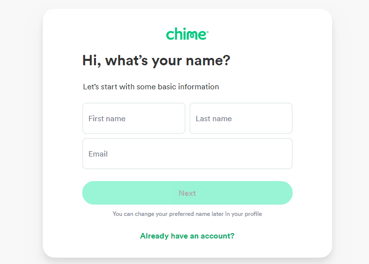 Chime Opening an Account