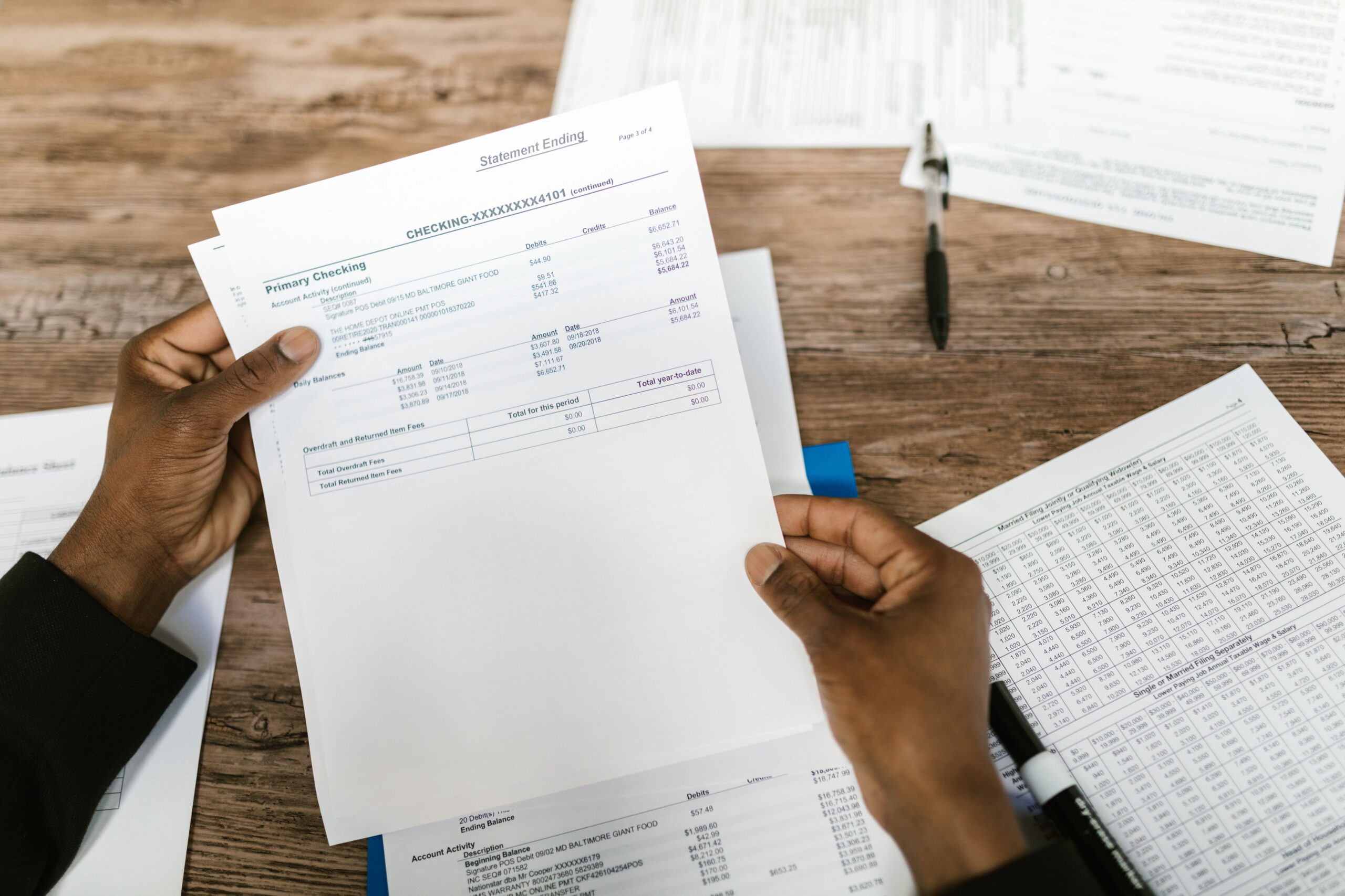 Reviewing financial documents